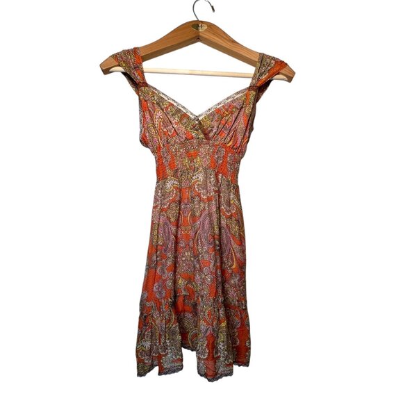 Free People Silk Babydoll Y2K Festival Coachella Lace Trim Hippie Boho Slip XS - Picture 2 of 15
